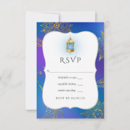 Gold Foil Arabian Bollywood Weduwschap RSVP Kaartje