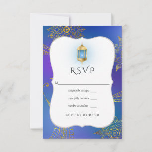 Gold Foil Arabian Bollywood Weduwschap RSVP Kaartje