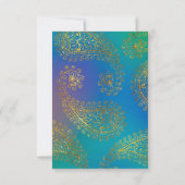 Gold Foil Arabian Bollywood Weduwschap RSVP Kaartje (Achterkant)