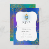 Gold Foil Arabian Bollywood Weduwschap RSVP Kaartje (Voorkant / Achterkant)