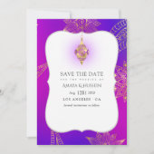 Gold Foil Arabian Bollywood Weduwschap Save The Date (Voorkant)