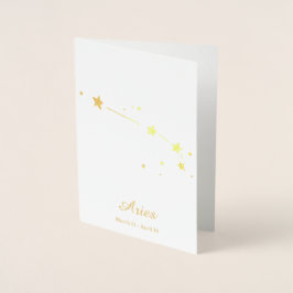 Gold Foil ARIES Zodiac Sign Constellation Folie Kaarten