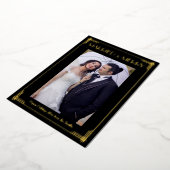 Gold Foil Art Deco - Gehuwd en vrolijk kerstkaartj Folie Uitnodiging (Gedraaid)