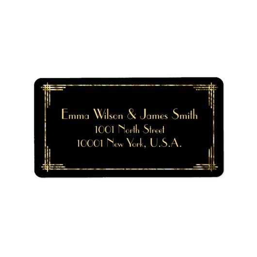 Gold Foil Art Deco Great Gatsby Adresetiketten Etiket (Voorkant)