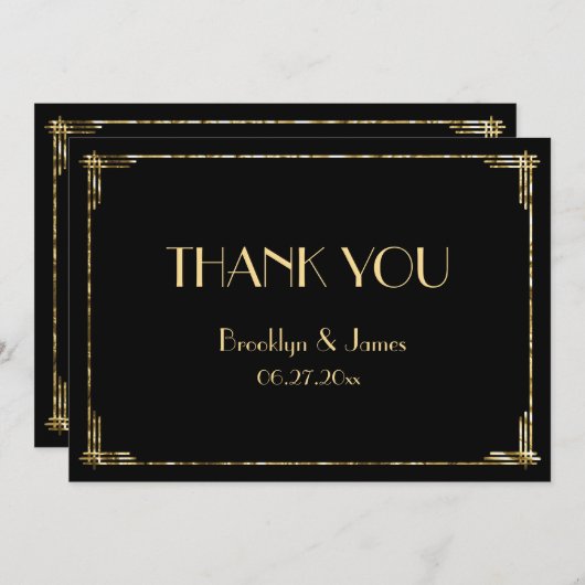 Gold Foil Art Deco Weddenschap Hartelijk dank voor Bedankkaart (Voorkant / Achterkant)