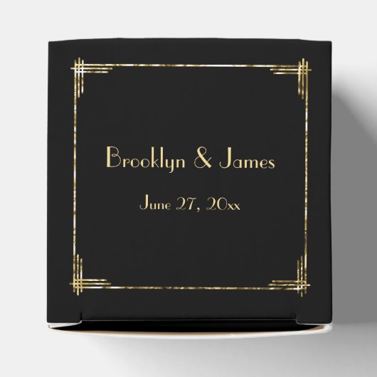 Gold Foil Art Deco Wedding Favor Boxes Bedankdoosjes (Bovenkant)