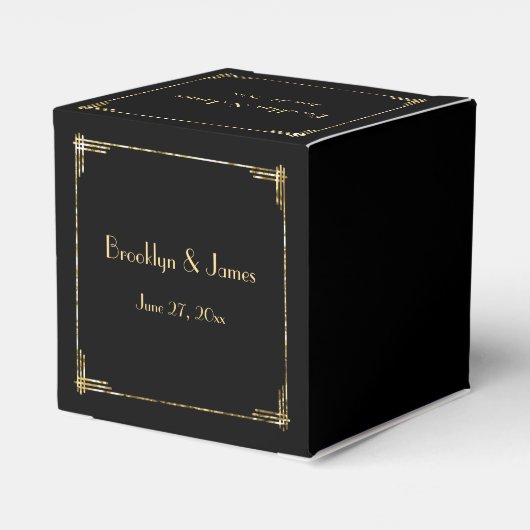 Gold Foil Art Deco Wedding Favor Boxes Bedankdoosjes (Achterkant)