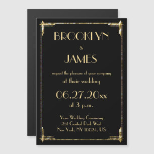 Gold Foil Art Deco Wedding Invitding Magnets Magnetische Uitnodiging