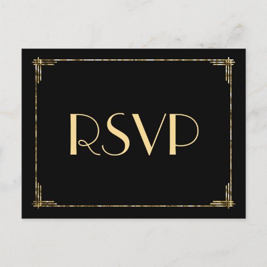 Gold Foil Art Deco Wedding RSVP Briefkaarten (Voorkant)