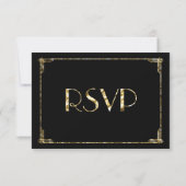 Gold Foil Art Deco Wedding RSVP Kaarten Black Kaartje (Achterkant)