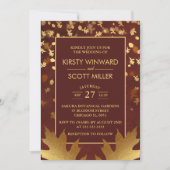 Gold Foil Autumn Fall Leaves Wedding Kaart (Voorkant)
