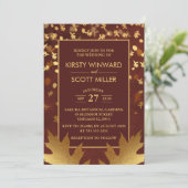 Gold Foil Autumn Fall Leaves Wedding Kaart (Staand voorkant)