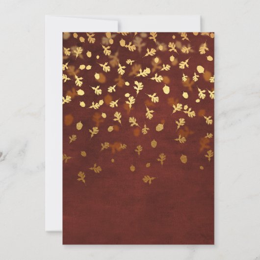 Gold Foil Autumn Fall Leaves Wedding Kaart (Achterkant)
