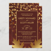 Gold Foil Autumn Fall Leaves Wedding Kaart (Voorkant / Achterkant)