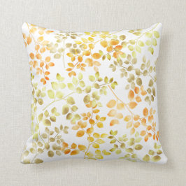 Gold Foil Autumn Herfst Oranje Bruin Groen Bladere Kussen