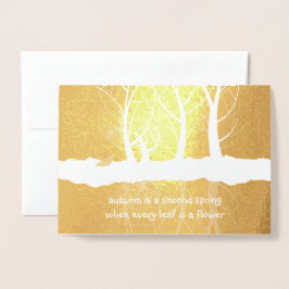 Gold Foil Autumn Trees in sneeuwse Thanksgiving Folie Kaarten