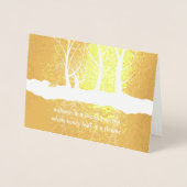 Gold Foil Autumn Trees in sneeuwse Thanksgiving Folie Kaarten (Voorkant)