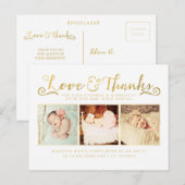 Gold Foil Baby Bedankt Sip & See Briefkaart (Voorkant / Achterkant)