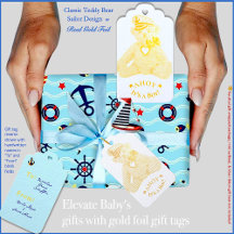 Gold Foil Baby Sailor Beer Gift Label