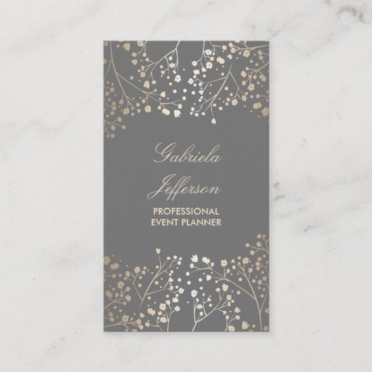 Gold Foil Baby's Breath Chic Visitekaartje (Voorkant)
