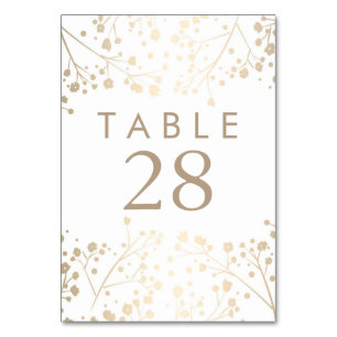 Gold Foil Baby's Breath Wedding Table Numbers Kaart
