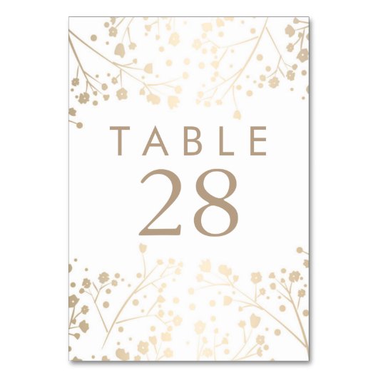 Gold Foil Baby's Breath Wedding Table Numbers Kaart (Achterkant)