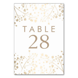 Gold Foil Baby's Breath Wedding Table Numbers Kaart