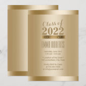 Gold Foil Background Graduparty Kaart (Voorkant / Achterkant)