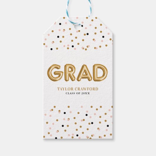 Gold Foil ballon | AFSTUDEREN CONFETTI STIPPEN Cadeaulabel (Voorkant)