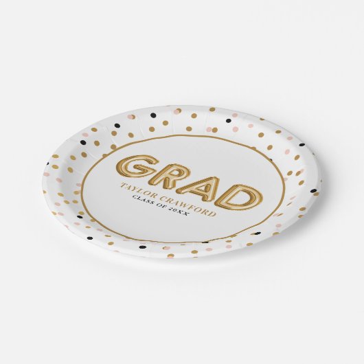 Gold Foil ballon | AFSTUDEREN CONFETTI STIPPEN Papieren Bordje (Gekanteld)