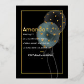 Gold Foil ballon Birthday Folie Uitnodiging (Voorkant)