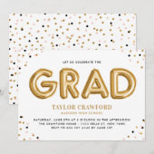 Gold Foil Ballon Confetti Stippen Graduparty Kaart (Voorkant / Achterkant)