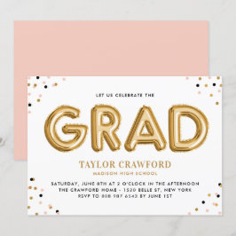Gold Foil Ballon Confetti Stippen Graduparty Kaart