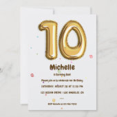 Gold Foil ballon en Confetti 10e verjaardag Kaart (Voorkant)