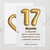 Gold Foil ballon en Confetti 17e verjaardag Kaart (Voorkant / Achterkant)
