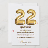 Gold Foil ballon en Confetti 22e verjaardag Kaart (Voorkant)