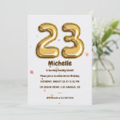 Gold Foil ballon en Confetti 23e verjaardag Kaart (Staand voorkant)