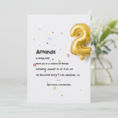 Gold Foil ballon en Confetti 2e verjaardag Foto Kaart (Staand voorkant)