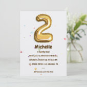 Gold Foil ballon en Confetti 2e verjaardag Kaart (Staand voorkant)
