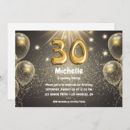 Gold Foil ballon en Confetti 30th Birthday Party Kaart