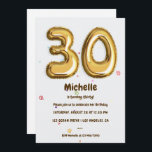 Gold Foil ballon en Confetti 30th Birthday Party Kaart<br><div class="desc">Trendy Gold foil nummerballon 30th verjaardagsfeest nodigt u uit om op uw evenementspecificaties te worden afgestemd.</div>