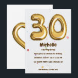 Gold Foil ballon en Confetti 30th Birthday Party Kaart<br><div class="desc">Trendy Gold foil nummerballon 30th verjaardagsfeest nodigt u uit om op uw evenementspecificaties te worden afgestemd.</div>