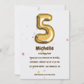 Gold Foil ballon en Confetti 5e verjaardag Kaart (Voorkant)