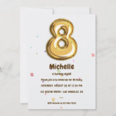 Gold Foil ballon en Confetti 8e verjaardag Kaart (Voorkant)