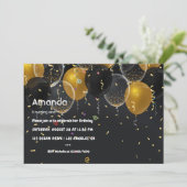 Gold Foil ballon en Confetti Birthday Kaart (Staand voorkant)