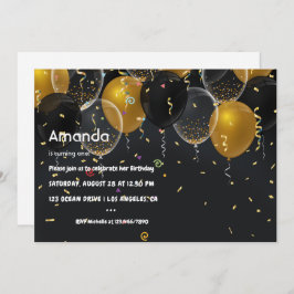 Gold Foil ballon en Confetti Birthday Kaart