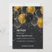 Gold Foil ballon en Confetti Birthday Party Invi Kaart (Voorkant)