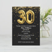 Gold Foil Balloons 30th Birthday Party Invitation Kaart (Staand voorkant)