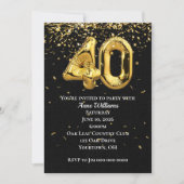 Gold Foil Balloons 40th Birthday Party Invitation Kaart (Voorkant)