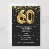 Gold Foil Balloons 60th Birthday Party Invitation Kaart (Voorkant)